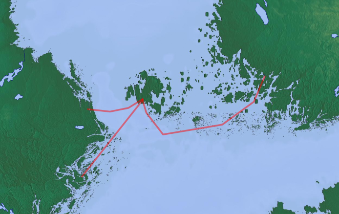 Karta över Åland och de datakablar som går till Sverige och Finland.